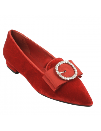 Chaussure-velours-Favorite-rouge