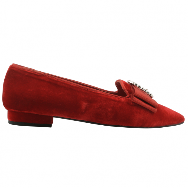 Chaussure-velours-Favorite-rouge
