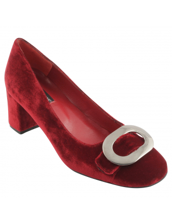Chaussures-velours-Romy-rouge